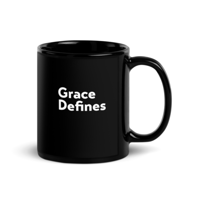 Grace Defines Black Glossy Mug