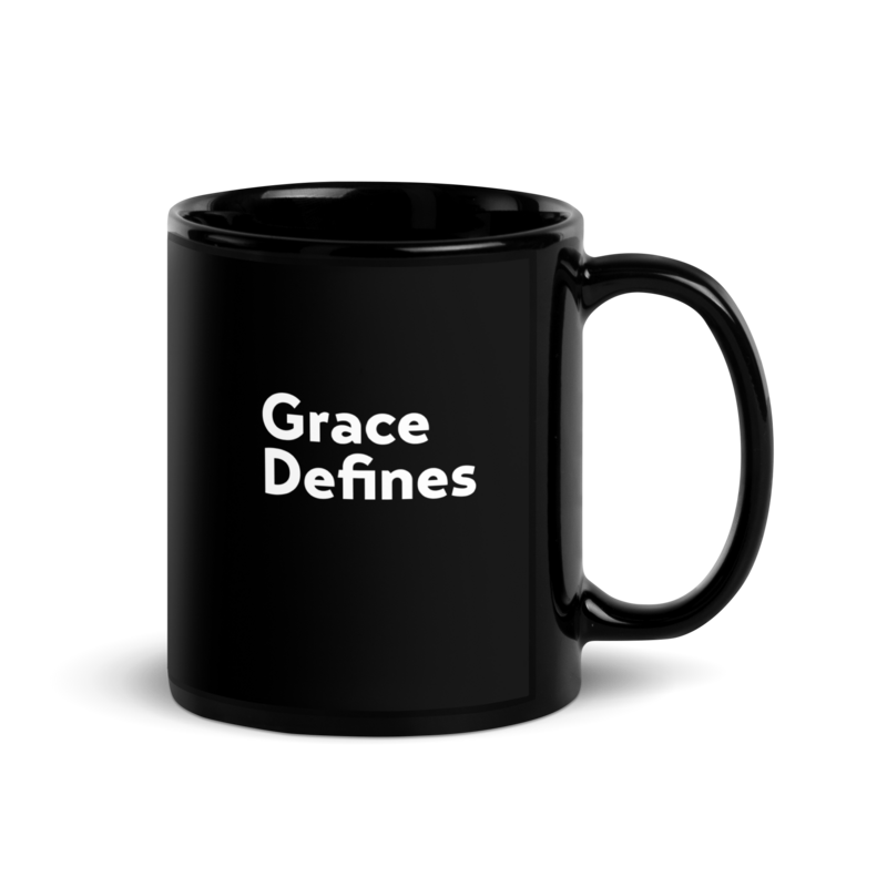 Grace Defines Black Glossy Mug
