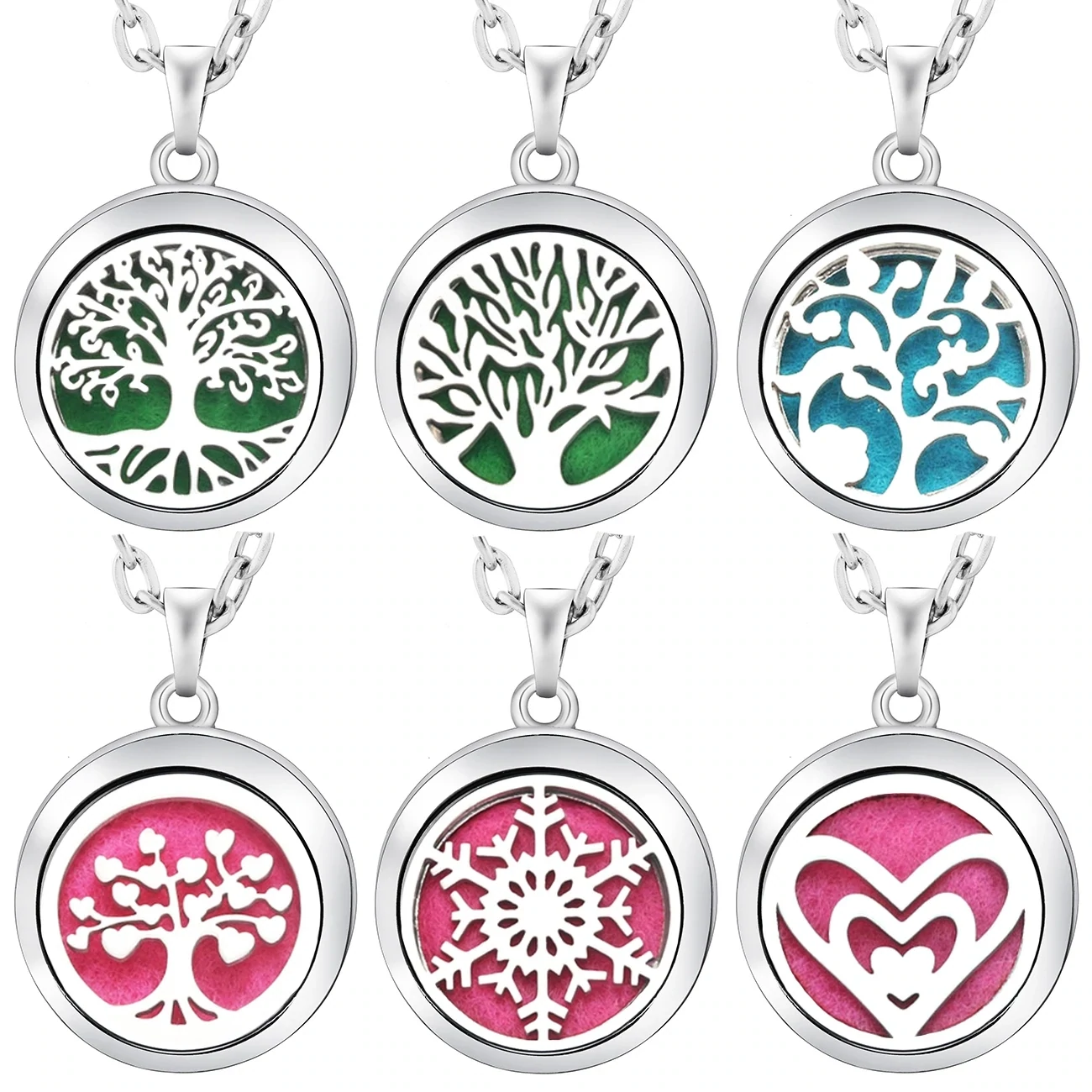 New Stainless Steel Fashion Tree Of Life Aromatherapy Necklace Essential Oil Diffuser Perfume