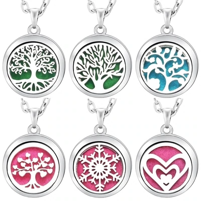 New Stainless Steel Fashion Tree Of Life Aromatherapy Necklace Essential Oil Diffuser Perfume