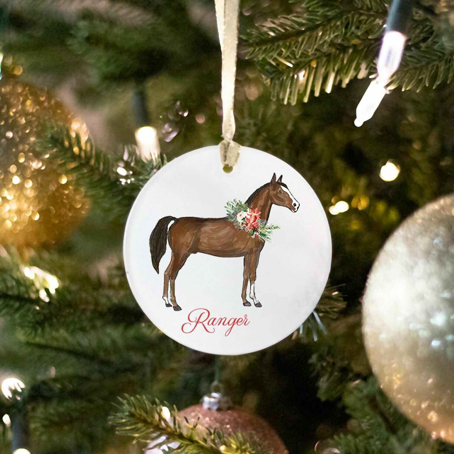 Round Glass Horse Ornament