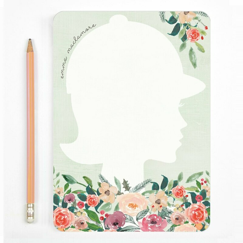 Custom Mint Floral Equestrian Silhouette Notes 5x7&quot;