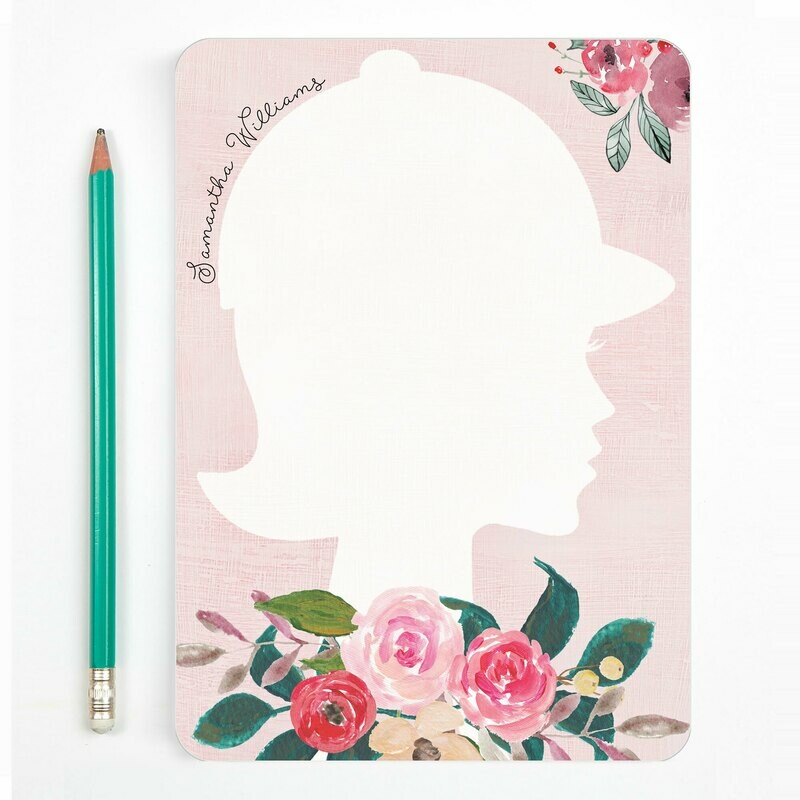 Custom Pink Floral Equestrian Silhouette Notes 5x7&quot;