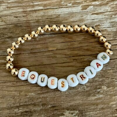 Equestrian Colorful Gold Bead Stretch Bracelet Equestrian Colorful Gold Bead Stretch Bracelet