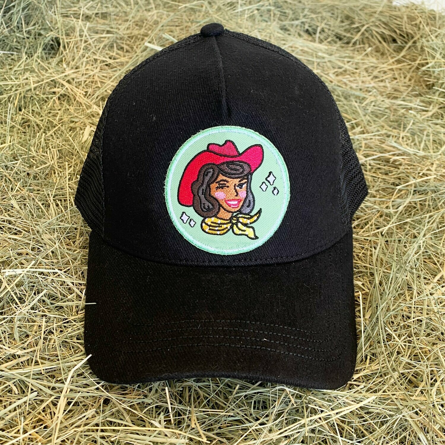 Black Cowgirl Trucker Hat - Black