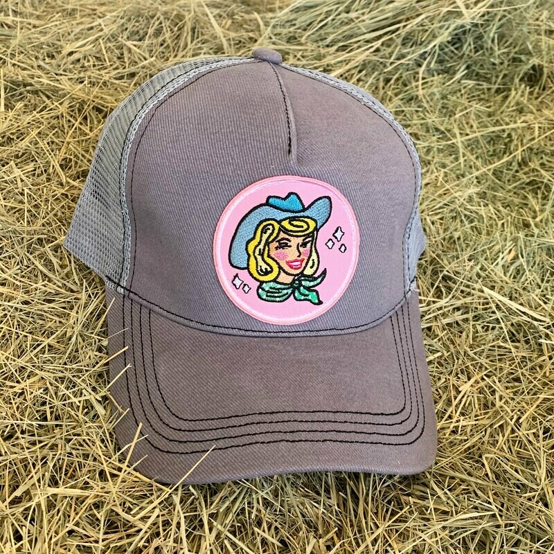 Gray Cowgirl Trucker Hat - Blonde