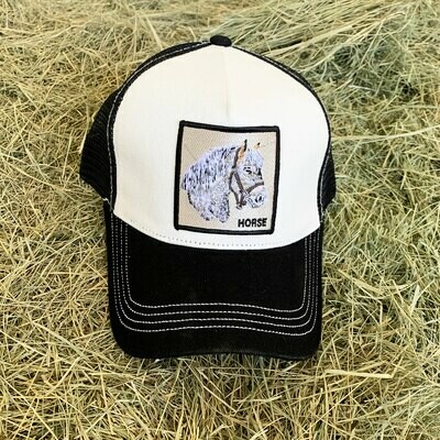 Black and White Horse Trucker Hat Black and White Horse Trucker Hat