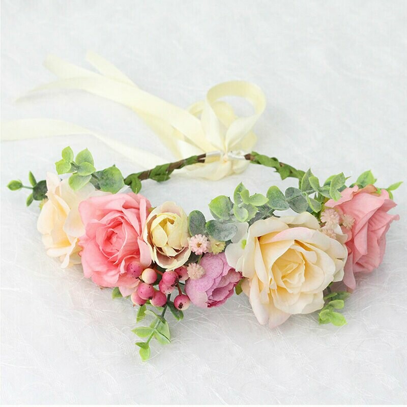 Pink with Pink Berries Floral Crown
