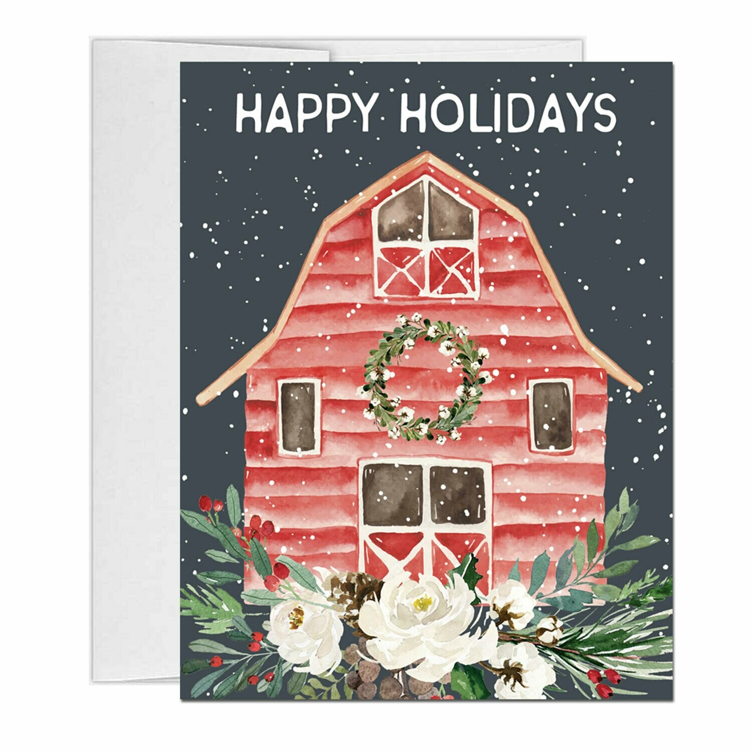 Christmas Barn Watercolor Holiday Cards