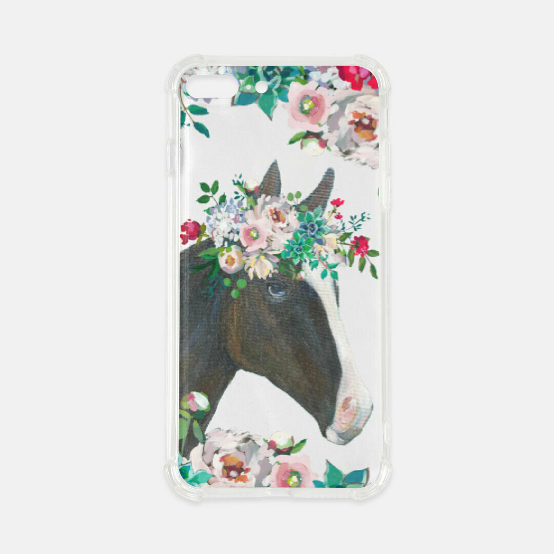 Beau Horse Floral Clear Cell Phone Cover Case
