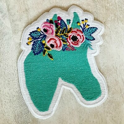 Blue Floral Horse Logo Embroidered Patch