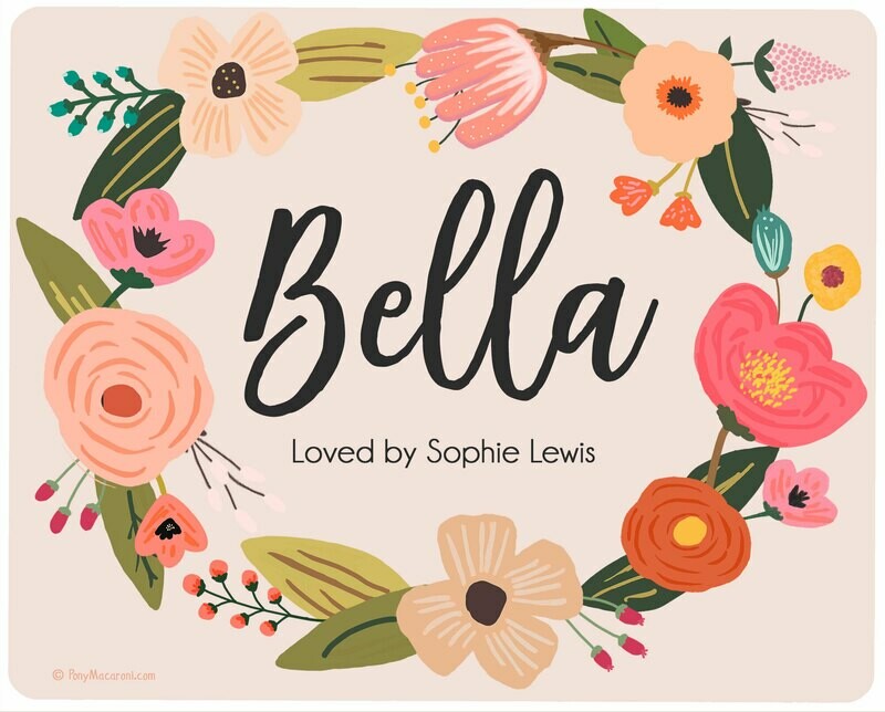 Custom Pink Garden Wreath Stall Name Plate