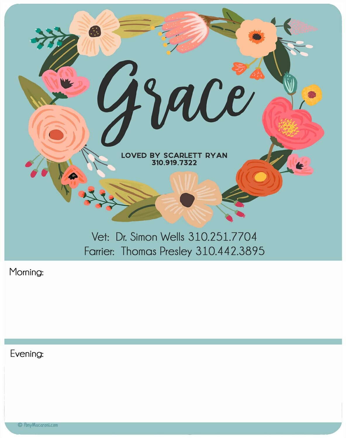 Custom Blue Garden Floral Wreath Stall Sign