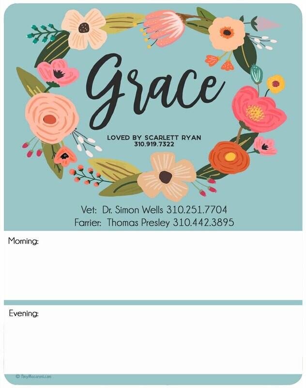 Custom Blue Garden Floral Wreath Stall Sign