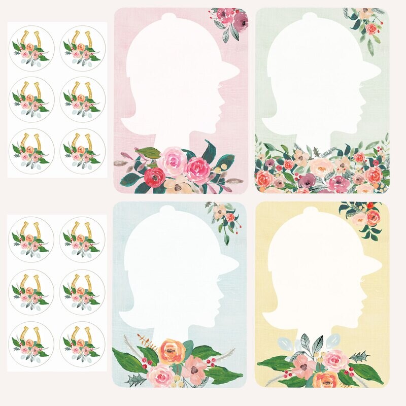 Set of 12 Floral Equestrian Note cards