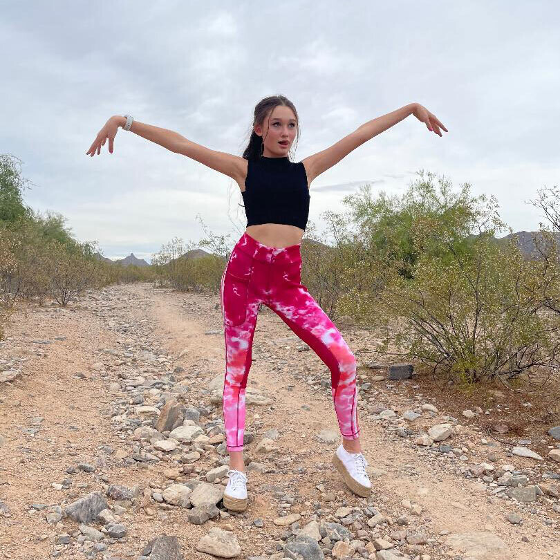 Youth Pink Tie Dye Rockstar Schooling Tights