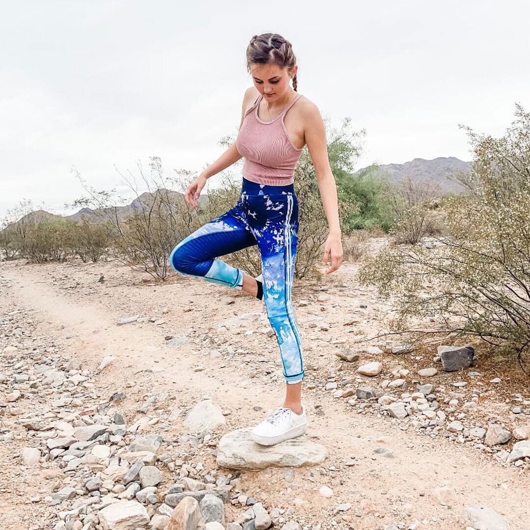 Blue Tie Dye Rockstar Schooling Tights