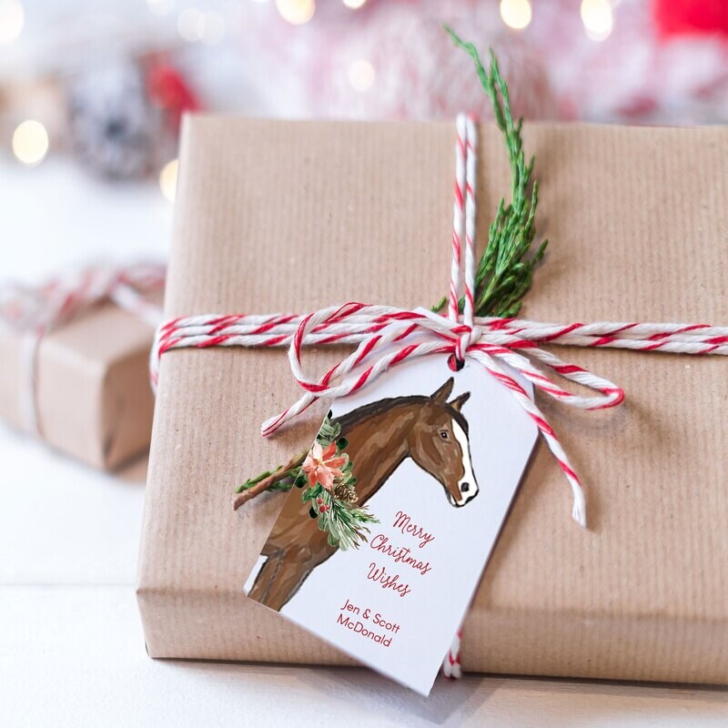 Holiday Horse hanging Gift Tags - Choose Breed