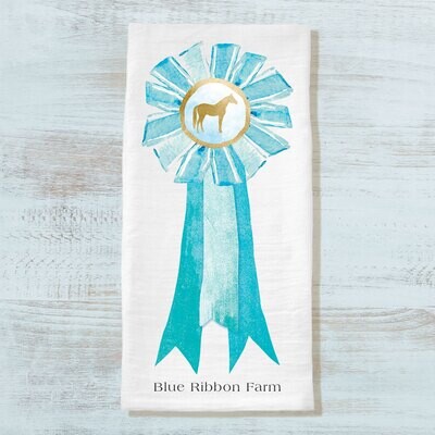 Personalized Equestrian Blue Ribbon Tea Towel