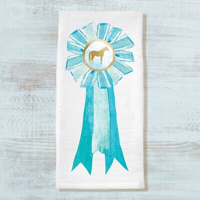Equestrian Blue Ribbon Tea Towel