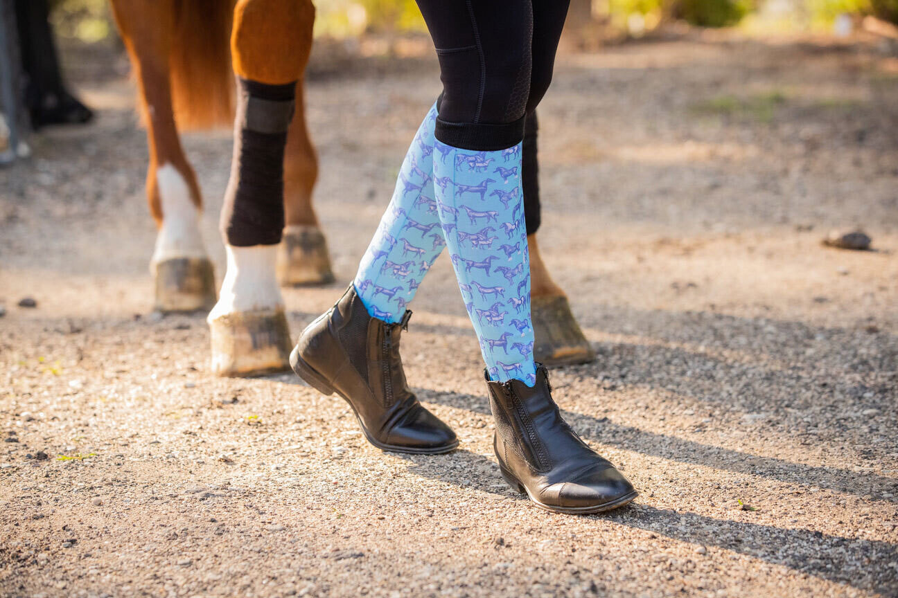 Pony Macaroni X Dreamers & Schemers Blue Horse Socks