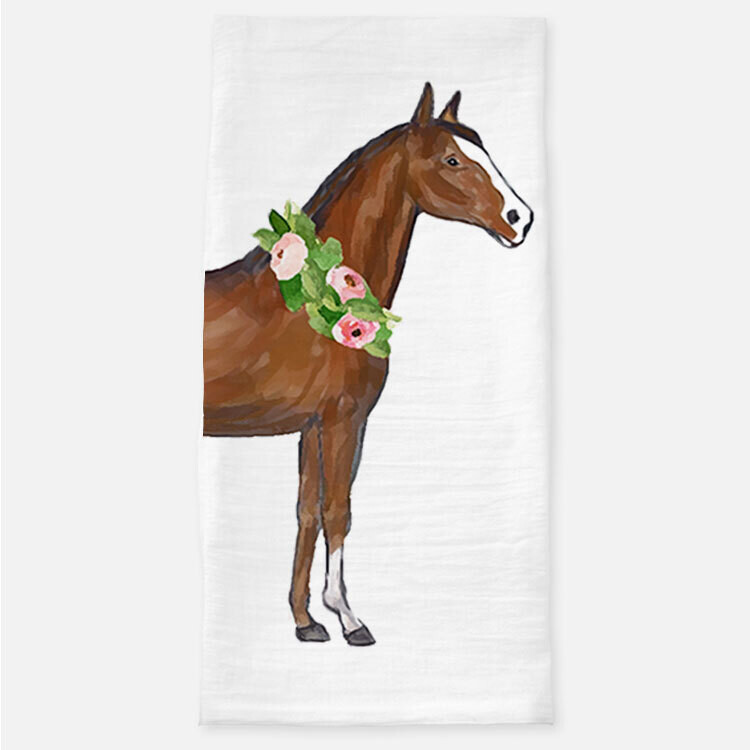 Brown Watercolor Horse Tea Towel