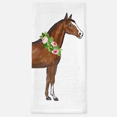 Brown Watercolor Horse Tea Towel