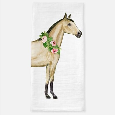 Buckskin Watercolor Horse Tea Towel