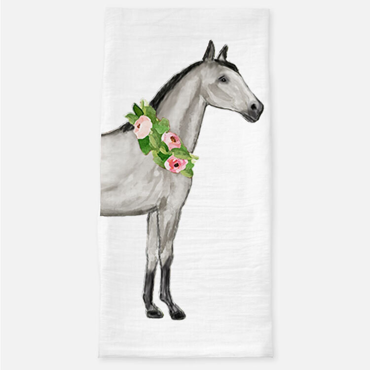 Gray Watercolor Horse Tea Towel