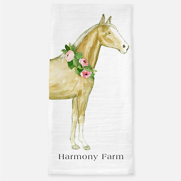 Personalized Palomino Watercolor Horse Tea Towel