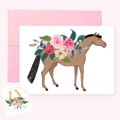 Horse Floral Card facing Right