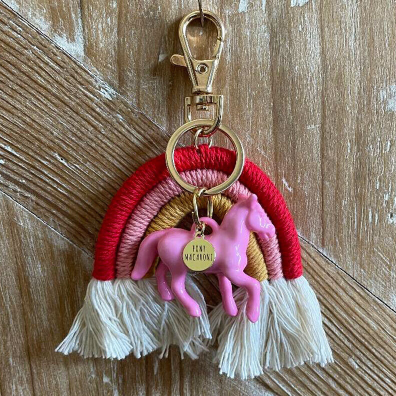 Crochet Rainbow and Horse Key Chain Clip