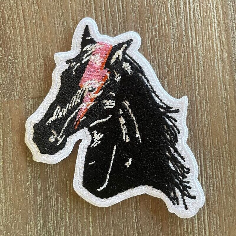Black horse with Lightening Bolt Embroidered Patch