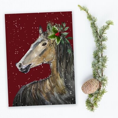 Horse with Holly Holiday Cards