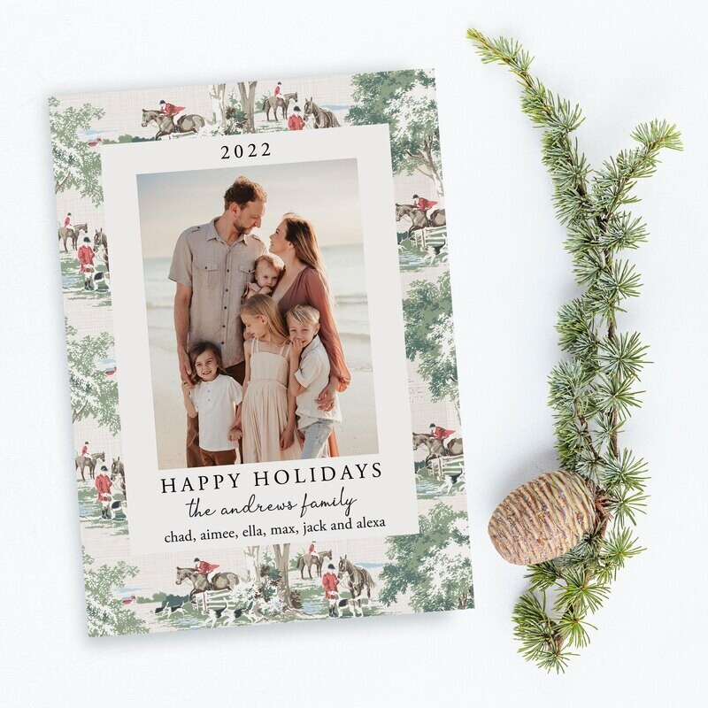 Hunt Scene Vertical Equestrian Photo Holiday Cards
