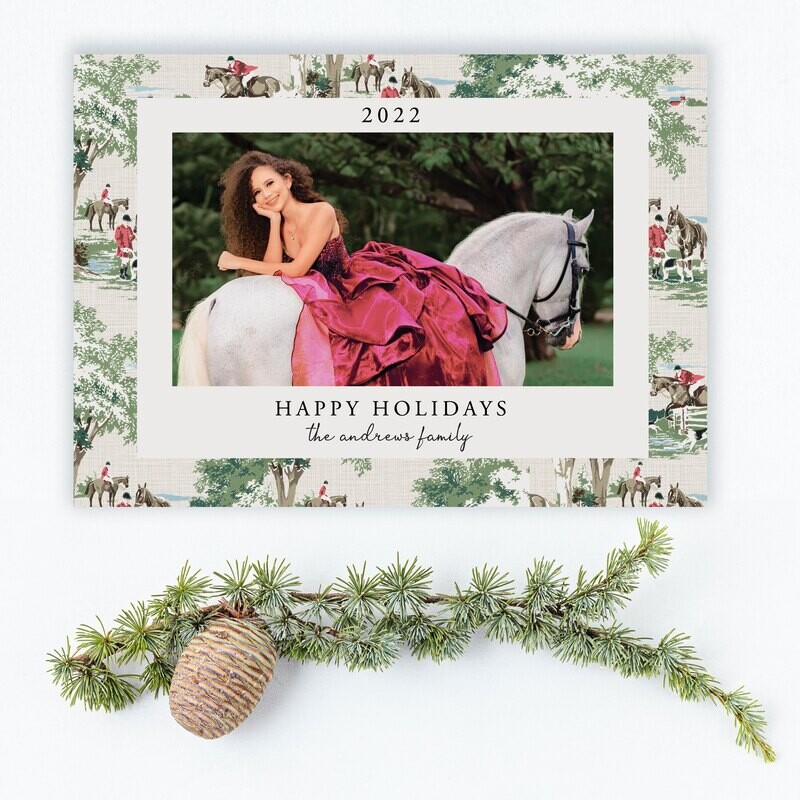 Hunt Scene Horizontal Equestrian Photo Holiday Cards