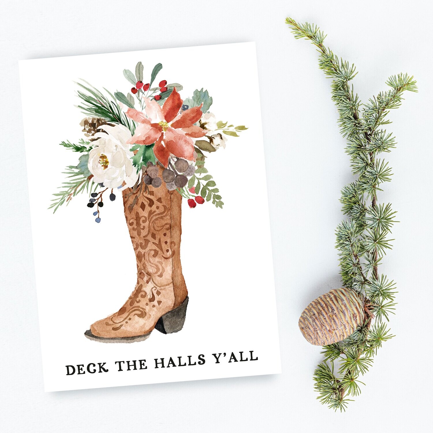 Christmas Boot Watercolor Holiday Cards