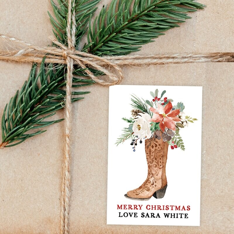 Christmas Boot Watercolor Holiday Gift Stickers