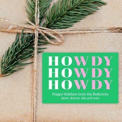 Green Ho Ho Howdy Holiday Gift Stickers