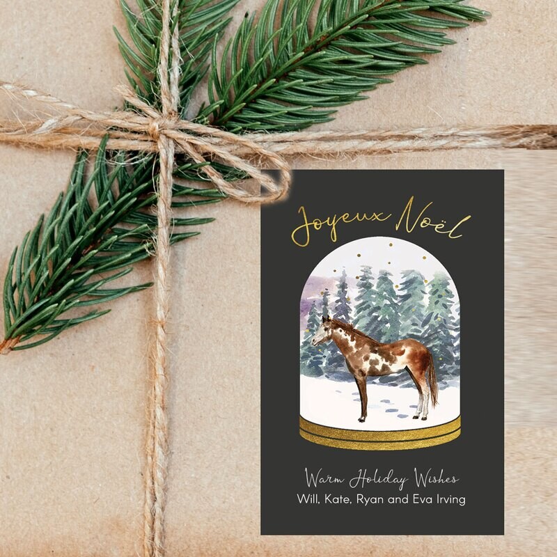 Horse Snow Globe Holiday Gift Stickers