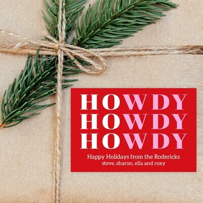 Red Ho Ho Howdy Holiday Gift Stickers