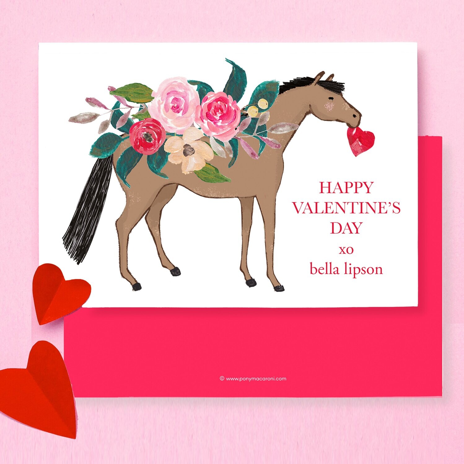 Floral Horse Valentine Exchange Cards Classroom Equestrian cards