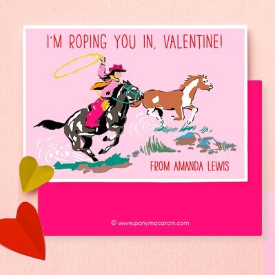 Cowgirl Valentine Exchange Cards Classroom Equestrian cards
