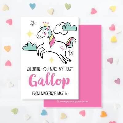 Magical Horse Valentine Exchange Cards Classroom Equestrian cards