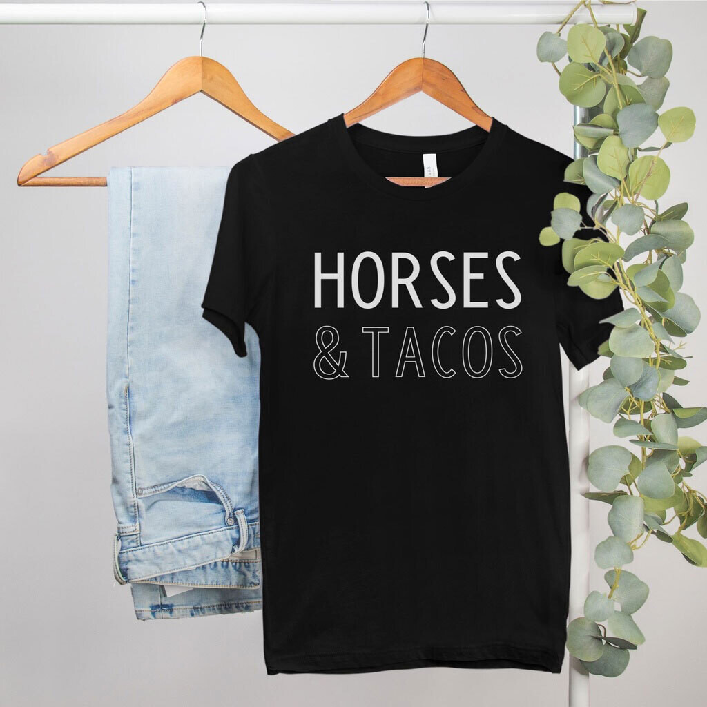Horses and Tacos Black Modern T-shirt Tee