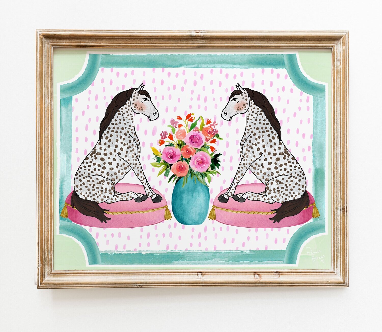 Horses on Pillows Art Print