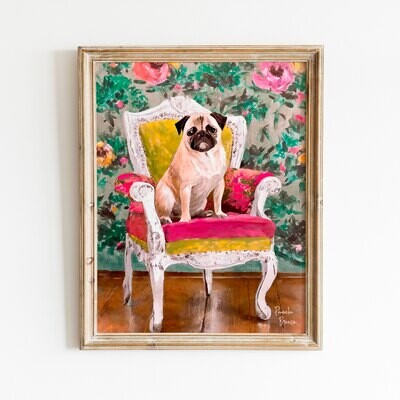 Pug on a Chair Dog Art