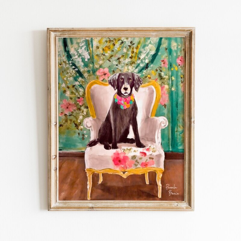 Black Dog on a Chair