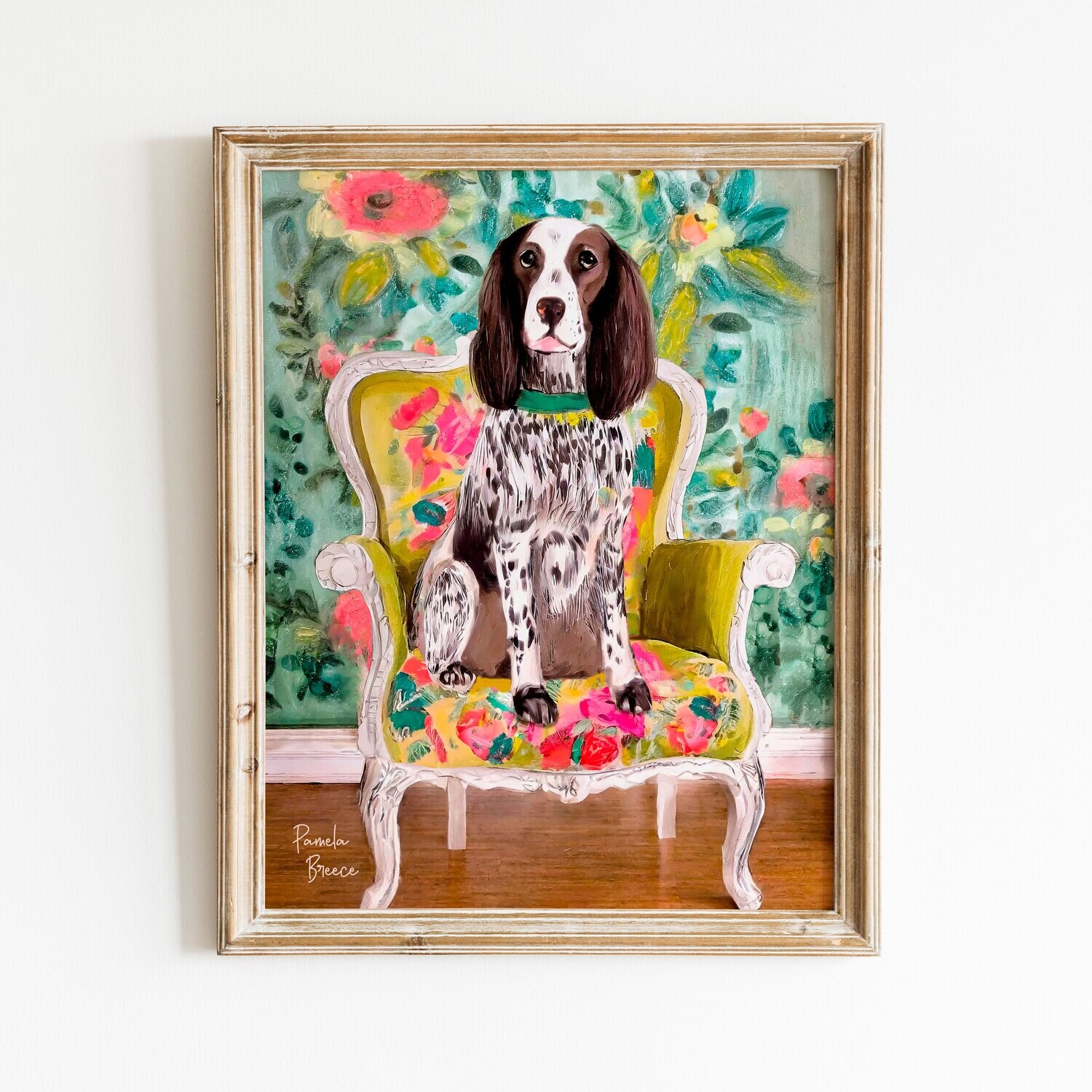 English Setter Dog on a Chair