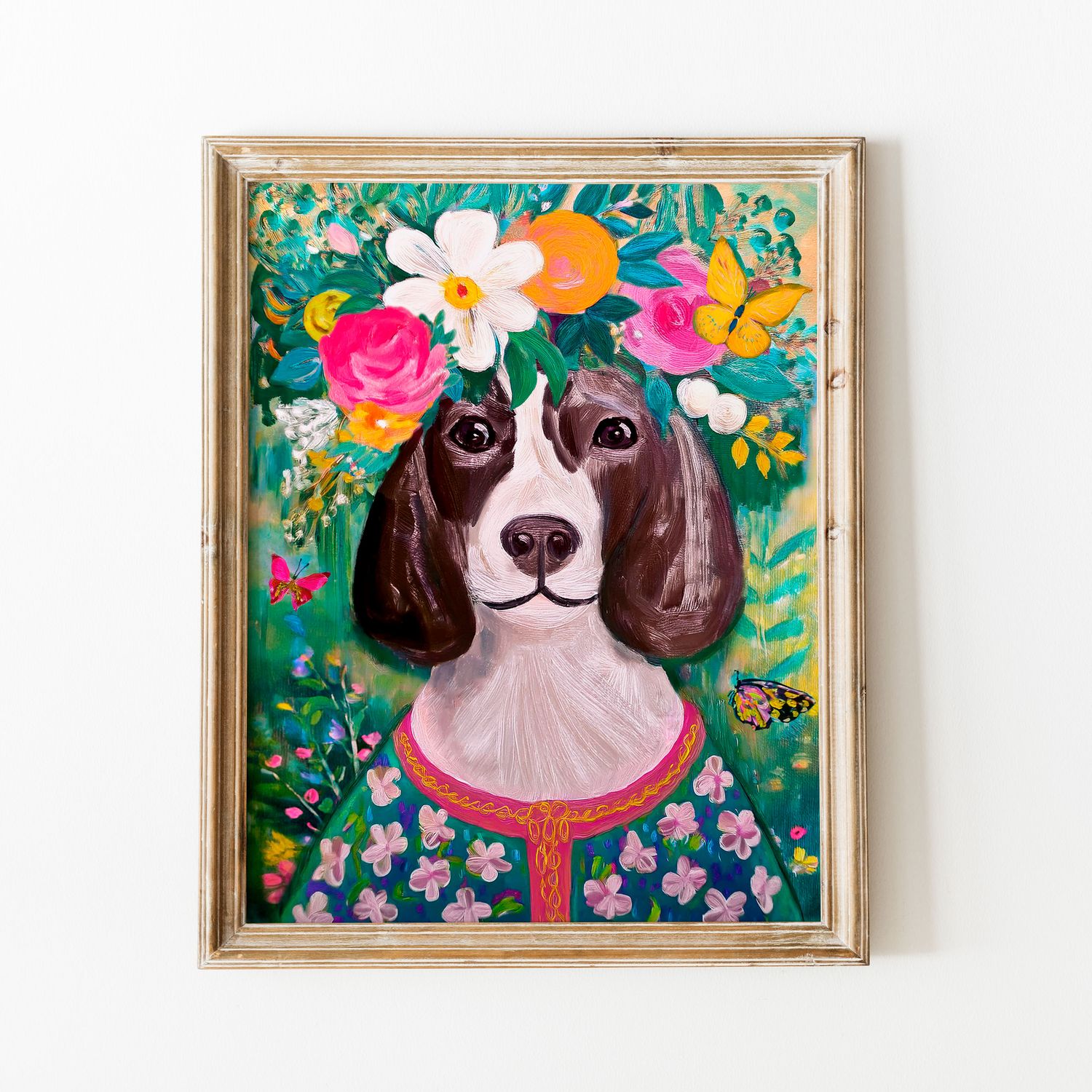 Dog with Floral Crown I